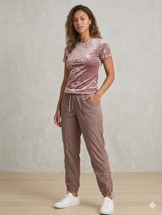 CRZ YOGA Pants - CRZ YOGA Plum Drawcord Yoga Track Pants Athletic 7/8 Length, 4-6 Small